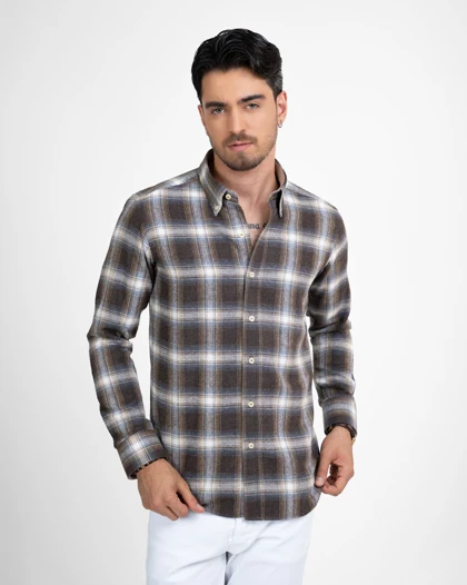 ام کی کالکشن پیراهن آستین بلند mk-5794-brown