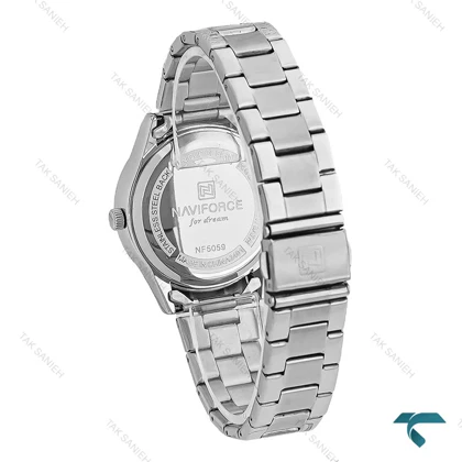 ساعت زنانه ناوی فورس NF5059 نقره ای صفحه سفید NaviForce-7747-L