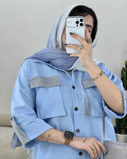 شومیز لانگ ترکیبی راه راه (86) کد 3335