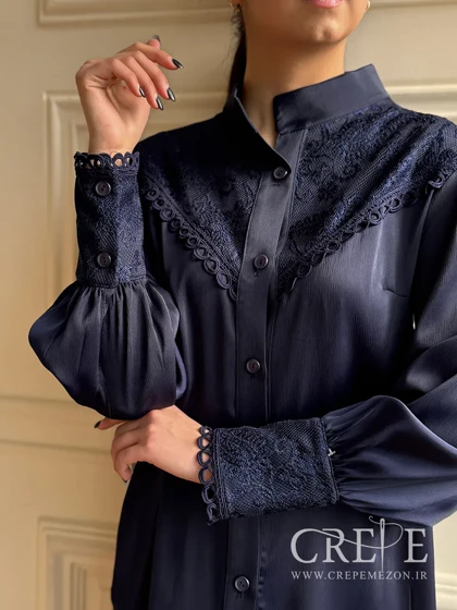 شومیز یقه و آستین تور