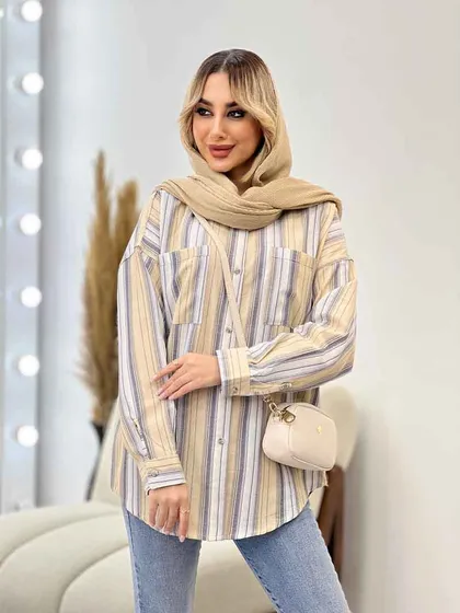 شومیز راه راه دو جیب