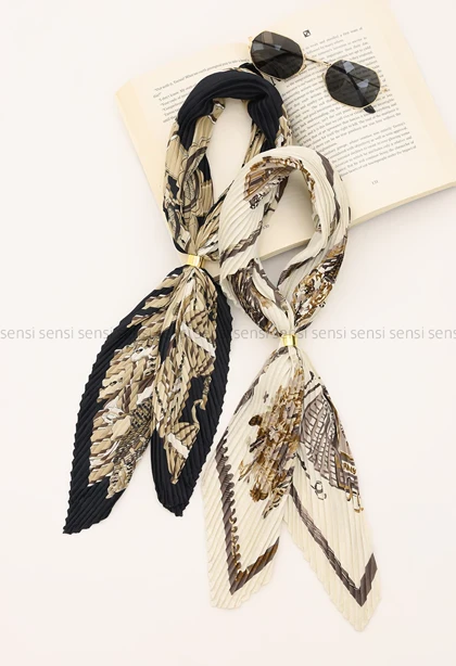 دستمال گردن طرح دار پلیسه کد1005458