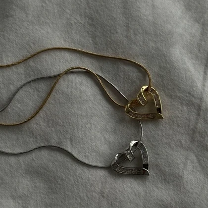 گردنی قلب جواهری استیل