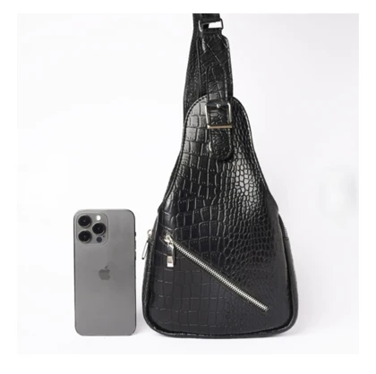 کیف دوشی ویتارا چرم کروکودیل مشکی