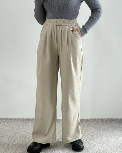 شلوار لینن پیلی دار کد 4440