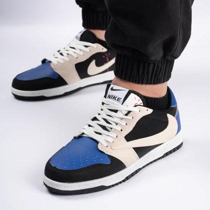 کفش کتانی اسپرت مردانه رنگ آبی کرم مدل نایک NIKE Jordan 1 low