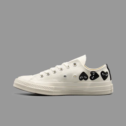 کانورس پلی مولتی هارت سفید مشکی ساق کوتاه Converse Cdg Play Multi Heart White Black Lowtop