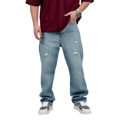 شلوار جین بگ مردانه آبی کد 11