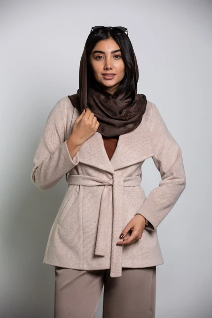 پالتو زنانه یقه آمریکایی کجراه