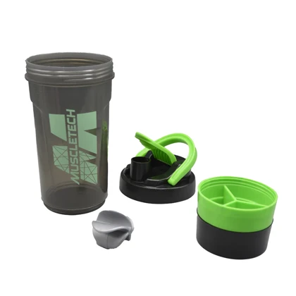 شیکر ورزشی سه تیکه ماسل تک مدل Kia دودی درب ضامنی ظرفیت 0.7 لیتر