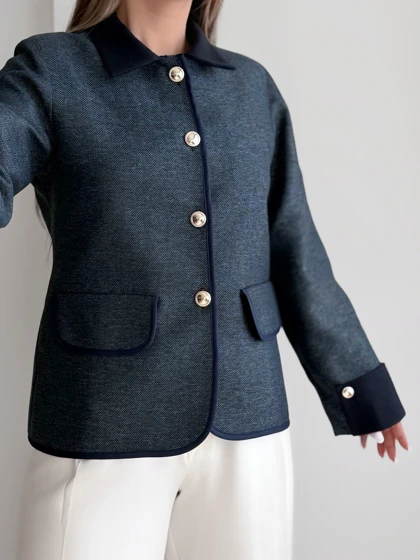 کت کشمیر جناغی آستردار زنانه