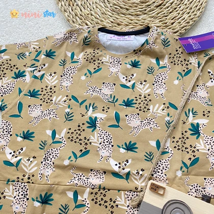 کراپ شلوار دخترانه پنبه طرح پلنگ 3 الی 8 سال