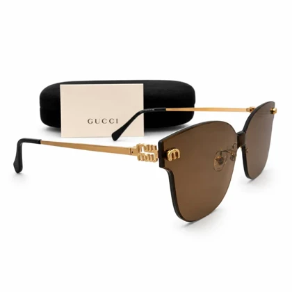 عینک آفتابی زنانه Gucci Rimless با فریم طلایی