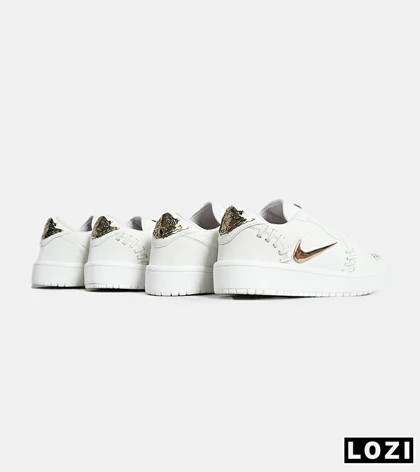 کفش کتانی مردانه و زنانه سفید NIKE jordan 1 low gold