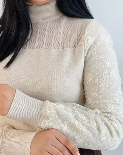 پلیور بافت استین کارشده 2 رنگ کد 5461