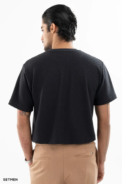 تیشرت مردانه ژاکارد یقه گرد