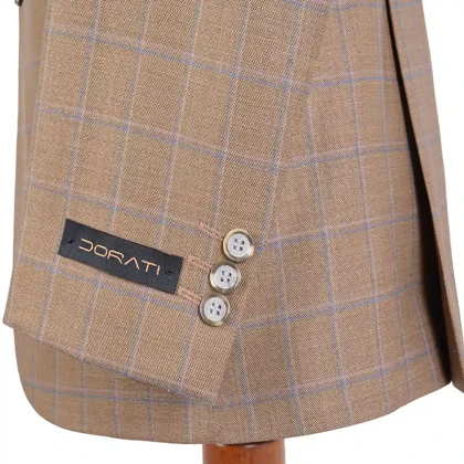 کت تک دو دکمه مردانه نسکافه‌ای چهارخونه