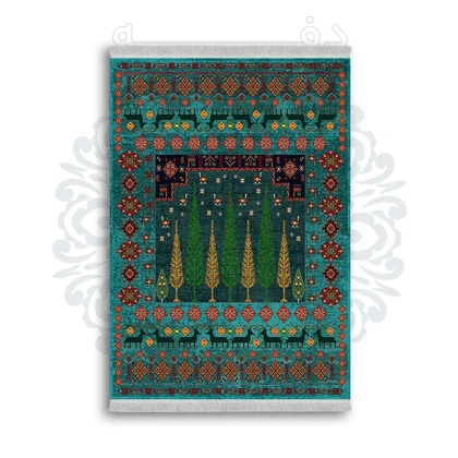 *جدید* فرشینه از جنس پارچه شانل مخمل ترک طرح فانتزی برند دفه کد 834