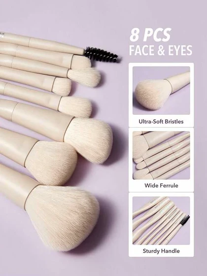 ست براش صورت و چشم مدل پرو کور شیگلم رنگ بژ sheglam Pro Core Brush Kit