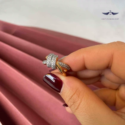 انگشتر نگین‌دار تیفانی YSX طرح گره‌ای دورنگ(فری سایز)کد 0180