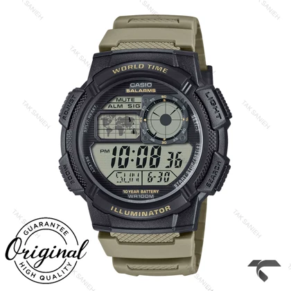 ساعت کاسیو مردانه AE-1000W-5AV اصل بند خاکی Casio-11940-G