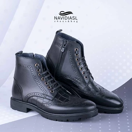 نیم بوت مردانه چرم هشترک کد 7005011