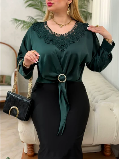 شومیز دانتل ساتن 3715