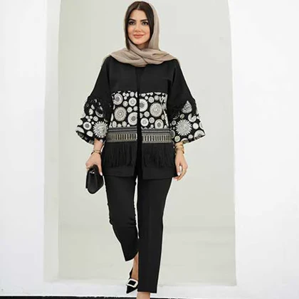 کت دخترانه مدل لینن خرج کار هندی آستین ریش