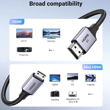 کابل Mini HDMI به HDMI یوگرین UGREEN مدل HD163 طول 1 متر