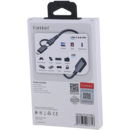 مبدل OTG تایپ سی و لایتنینگ ارلدام ET-OT109CL با USB 3.0