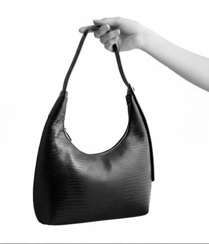 کیف زنانه مجلسی ارکیده چرم لیزارد مشکی