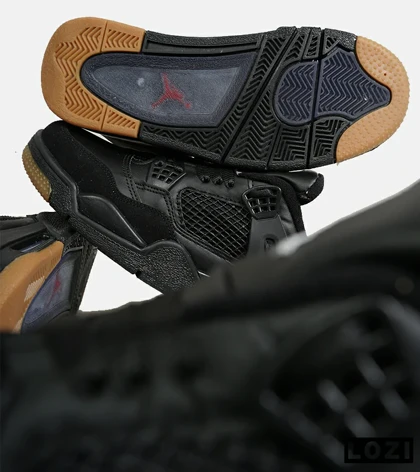 کتانی ساق‌دار زنانه و مردانه مشکی کرم Nike air jordan 4 مدل 6468