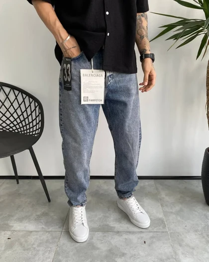 شلوار مام فیت کثیفشور ساده BALENCIAGA
