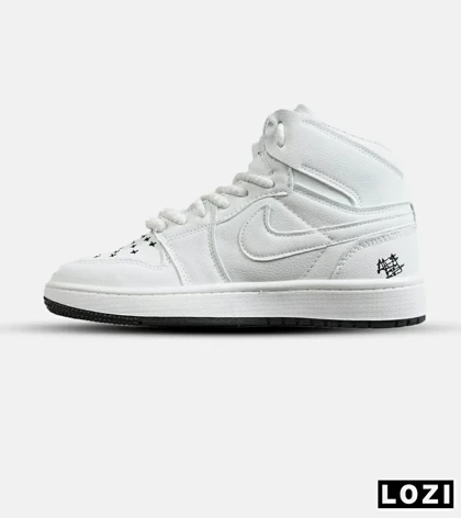 کفش کتانی ساق‌دار مردانه و زنانه سفید مشکی نایک NIKE jordan Vodoo مدل 7785