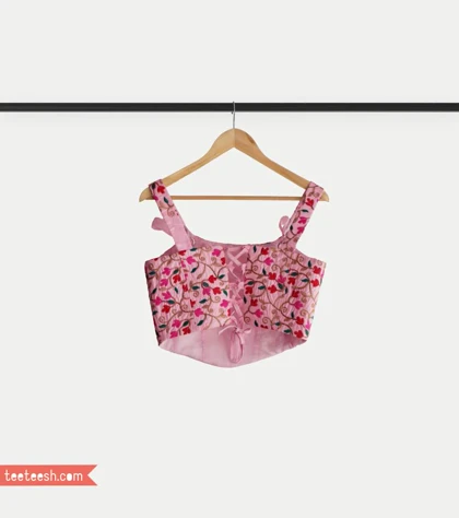 تاپ سوزندوزی صورتی