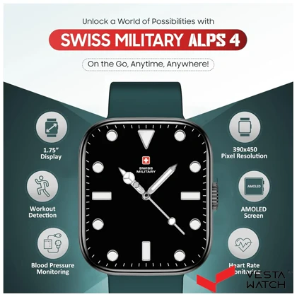 ساعت مچی هوشمند سوئیس میلیتاری SWISS MILITARY مدل SM-WCH-ALPS4-SILF-GRNS