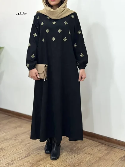 پیراهن مانتویی گلدوزی پری