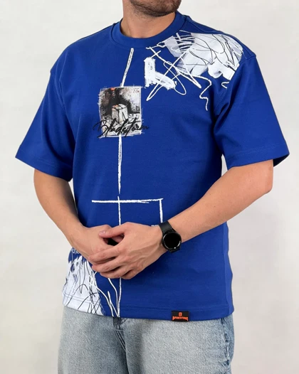 تیشرت مردانه اسپرت مدل لش استورم چاپ رنگ آبی کد 999114