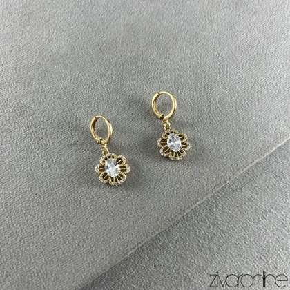 گوشواره زنانه ژوپینگ مدل گل تمام نگین 20430