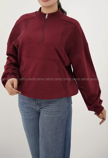 دورس نیم زیپ یقه کبریتی کد1004529