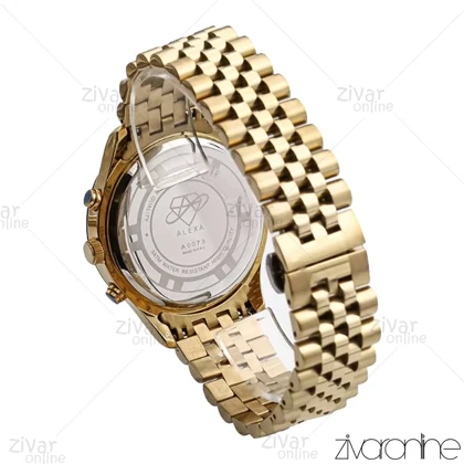 ساعت الکسا پریمیر A0073 مردانه سه موتوره طلایی سفید 106234