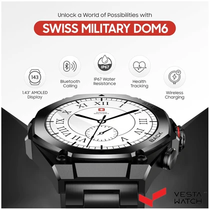 ساعت مچی هوشمند سوئیس میلیتاری SWISS MILITARY مدل SM-WCH-DOM6-BLKF-GUNMS