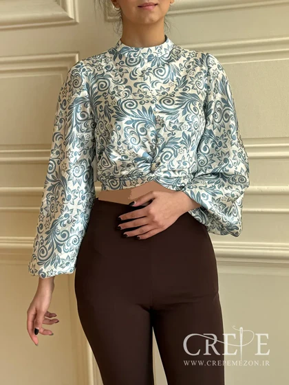 شومیز کراپ آستین پفی