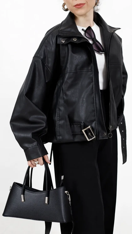 بامبر جکت چرم pull&bear
