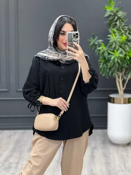 مانتو جلو بسته آستین گت دار