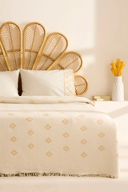 سرویس روتختی دو نفره Karaca Home مدل Nobile Brodeli ٪100 پنبه - زرد