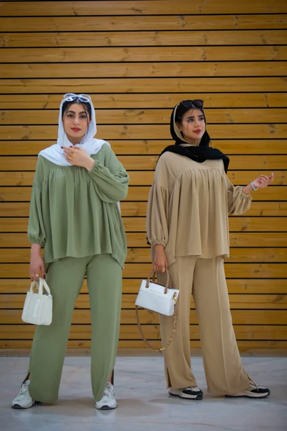 مانتو شلوار کنفی کراش چین‌دار