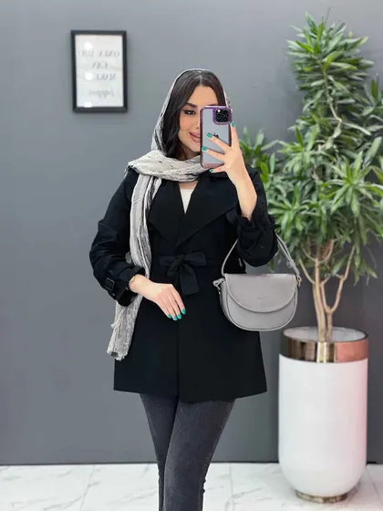 مانتو لینن پشت ژیله کمربندی