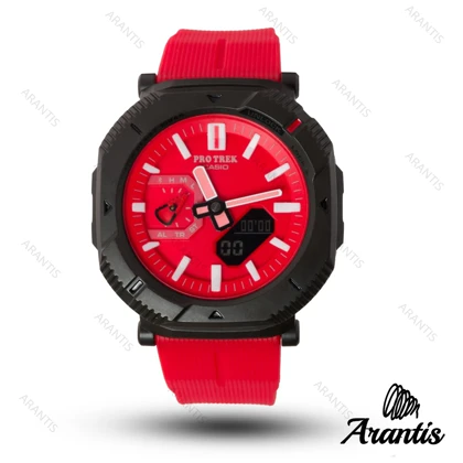 ساعت کاسیو پروترک protrek قرمز مشکی بند رابر مدل m-10261