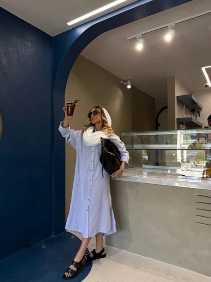 مانتو راه راه بلند DR673